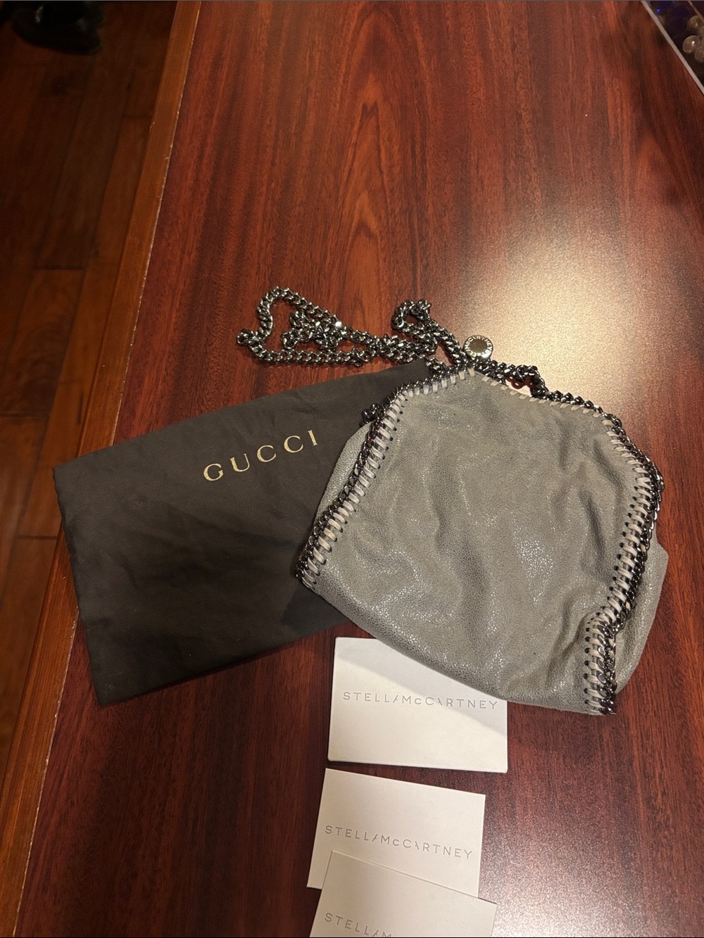 Stella McCartney Silver Grey Falabella Mini Chain Shoulder Bag